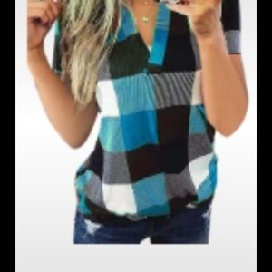 Woman's teal blue flannel shirt